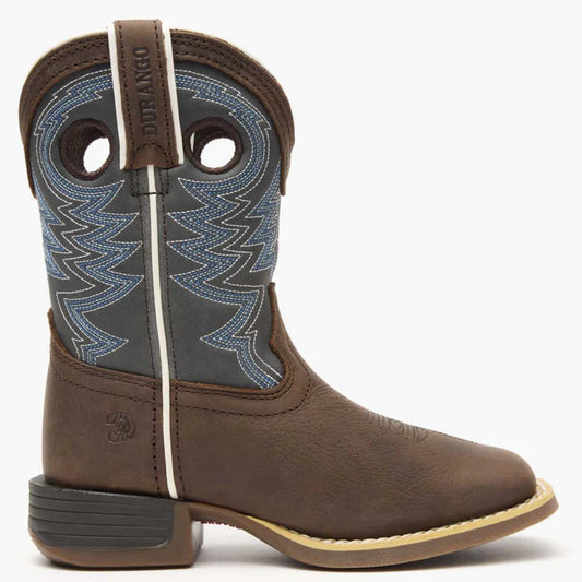 Durango Lil' Rebel Pro Little Kid's Belgian Brown and Denim Blue Western Boots