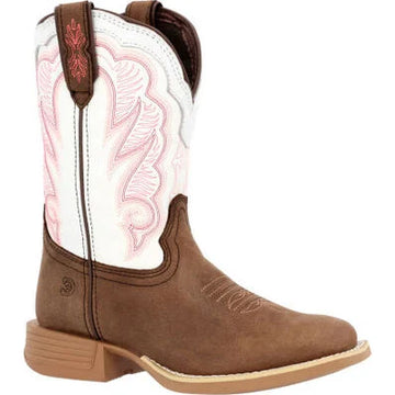 Durango Lil' Rebel Pro Big Kid's Trail Brown & White Western Boot