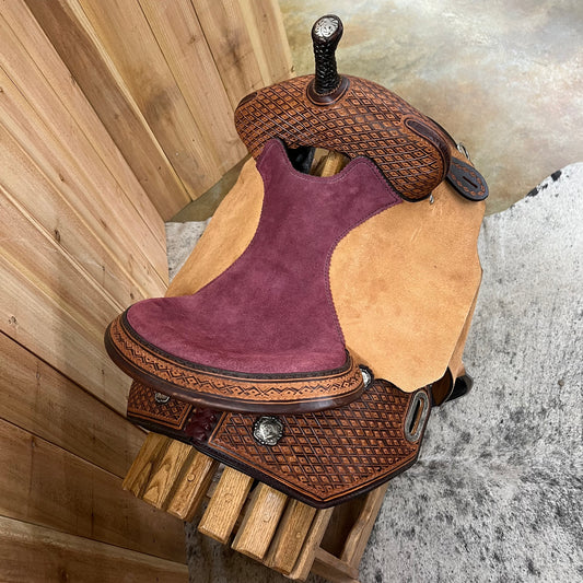 Circle Y Sarah Rose Coastal Rose Flex2 Barrel Saddle, 15" Seat (Demo)