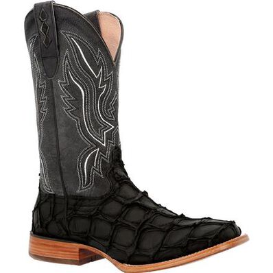 Durango Premium Exotics Men's Matte Black Pirarucu Western Boots