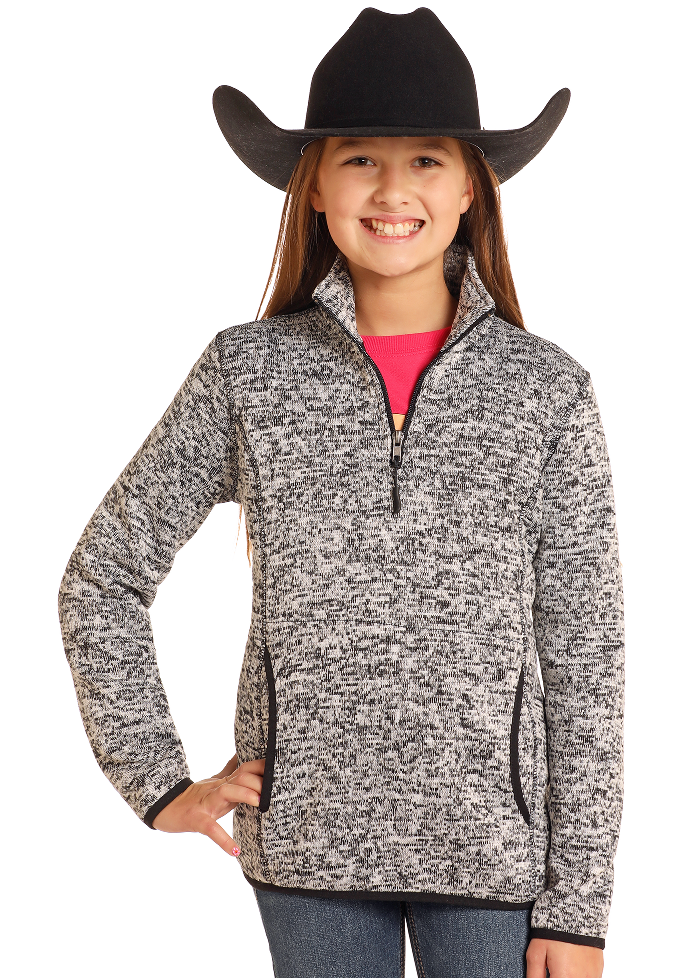 Powder River Youth Black 1/4 Zip Pullover