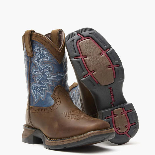 Durango Lil' Rebel Little Kid's Dark Brown and Blue Western Boot