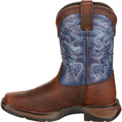 Durango Big Kid's Dark Brown and Blue Western Boot