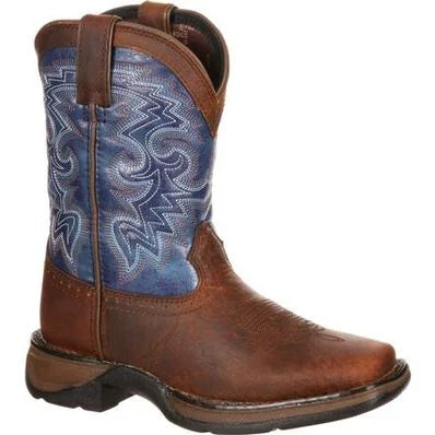 Durango Big Kid's Dark Brown and Blue Western Boot