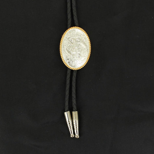 Double S Engraved Oval Western Adult Bolo