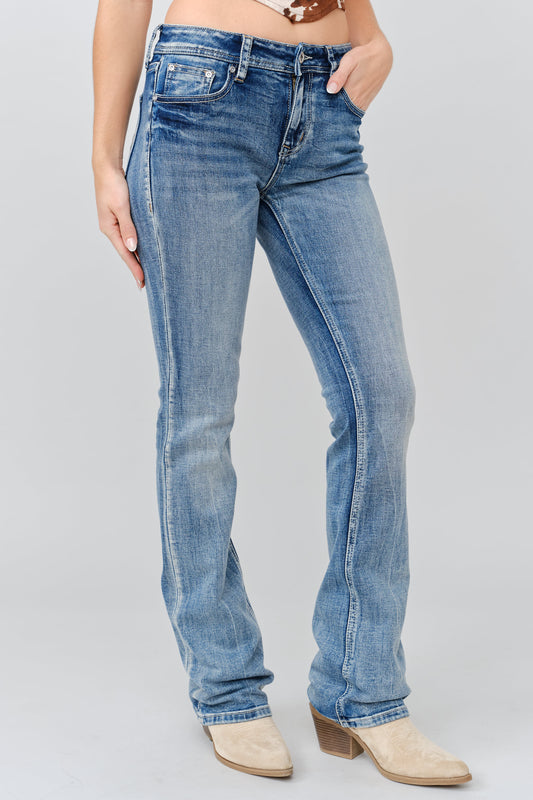 Grace in LA Women's Easy Fit Simple Stitches Bootcut Jeans