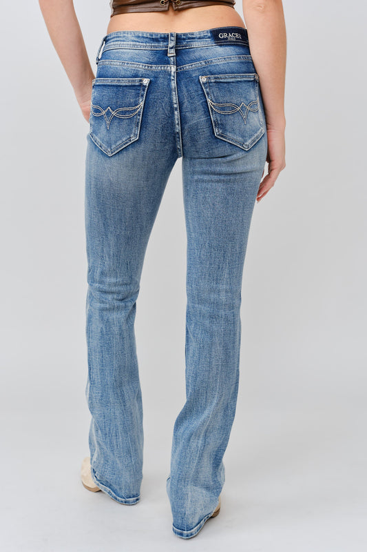Grace in LA Women's Easy Fit Simple Stitches Bootcut Jeans