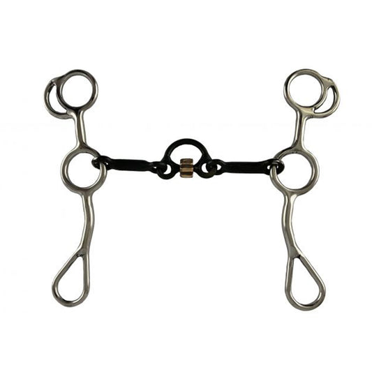 Stainless Steel Sweet Iron Mouth JR Cow-Horse Bit w/Copper Roller & Correction Port