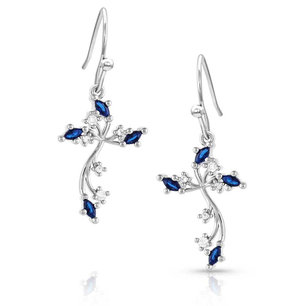 Montana Silversmiths Montana Blue Crystal Cross Earrings