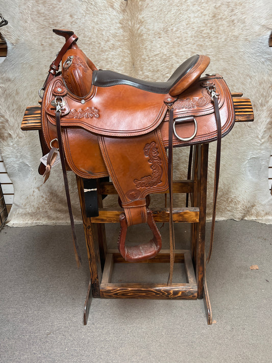 Used Tex Tan Tex Flex Trail Saddle 16", Spot Tooled