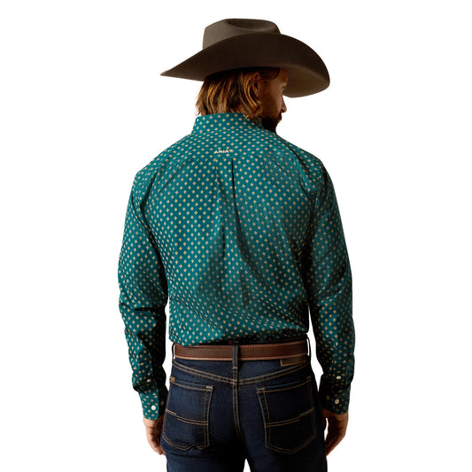 Ariat Men's Deep Teal Print Grover Fitted Shirt