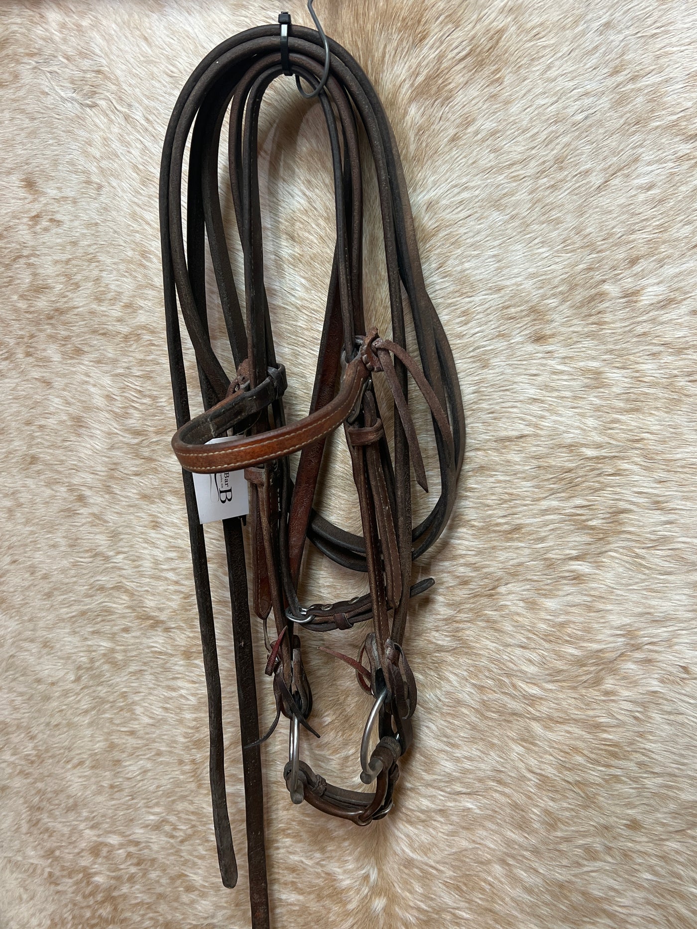 Used Bridle Heavy Harness With 3/4" Split Reins and Offset D Ring Bit