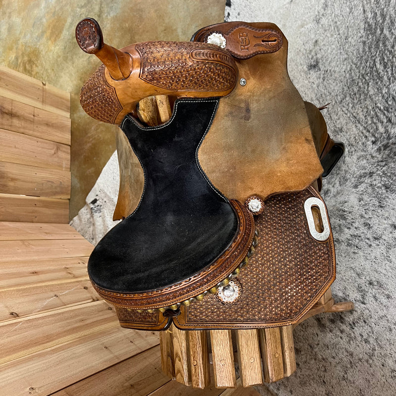 Used R Bar B Barrel Saddle, 13.5" Seat
