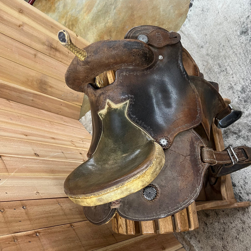 Used R Bar B Barrel Saddle, 15" Seat