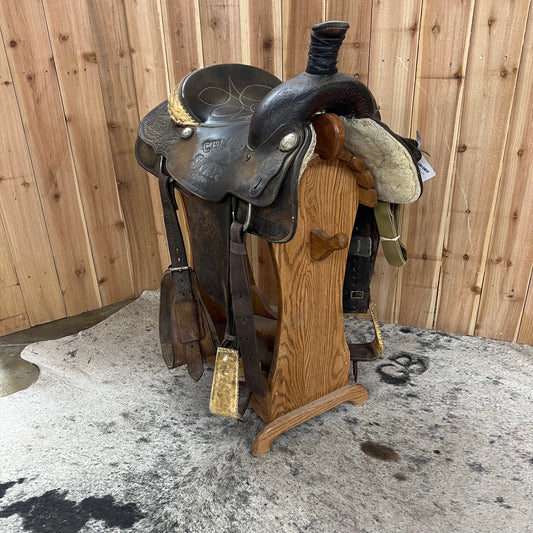 Used Ammerman Trophy Roper Saddle, 15.5" Seat