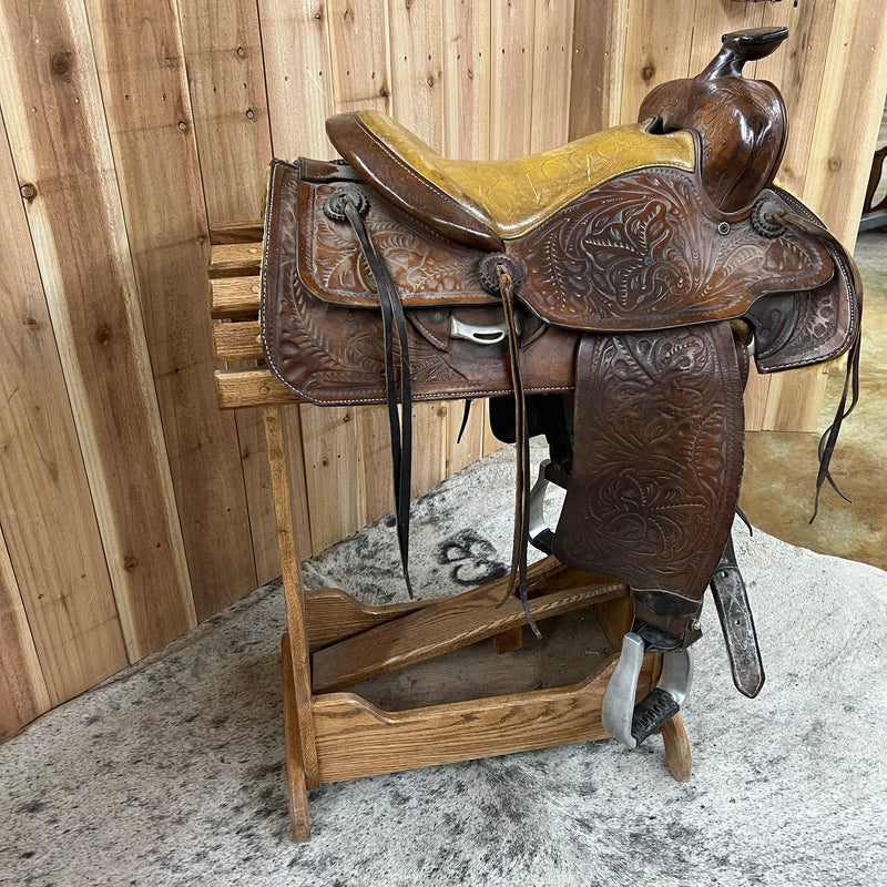 Used No Maker Western Saddle, 15" Seat