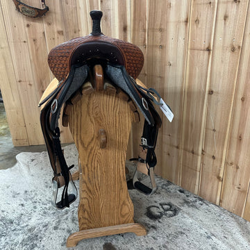 Circle Y Sarah Rose Coastal Rose Flex2 Barrel Saddle, 15" Seat (Demo)