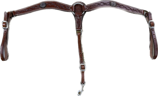 Barbwire Tooled Breastcollar With Concho Designed by Lisa Bolin