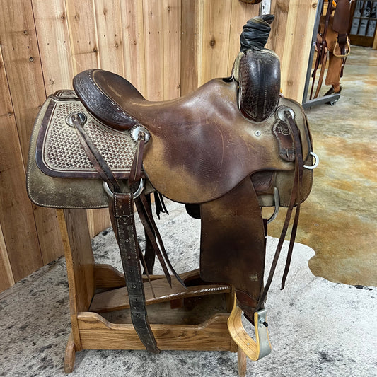 Used R Bar B Ranch Cutter Saddle, 15" Seat