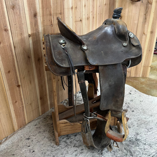 Used HW Leather Ranch Roper Saddle, 15" Seat