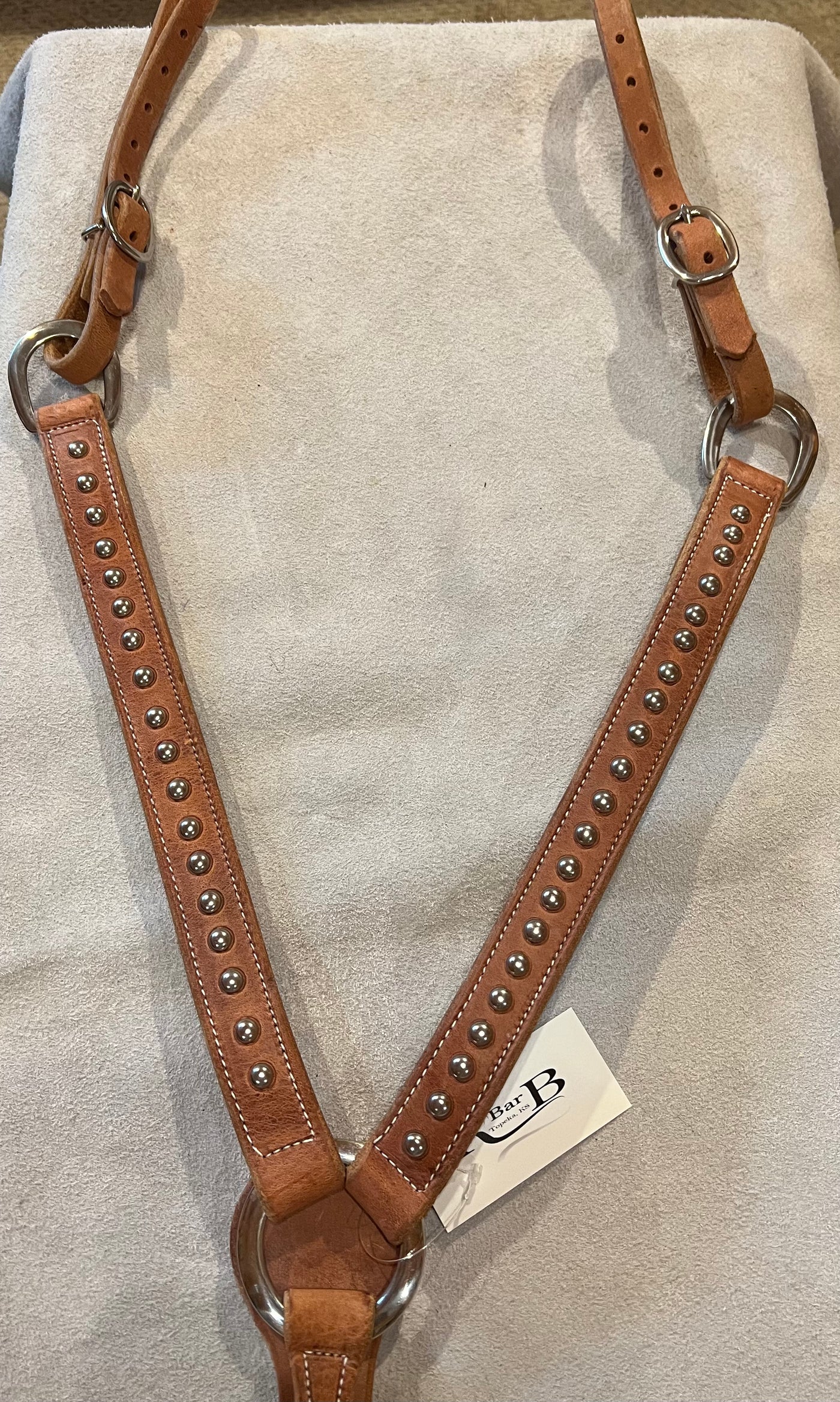 Breast Collar, Harness Leather with Large Dots