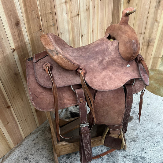 Used No Maker Ranch Roper Saddle, 15" Seat