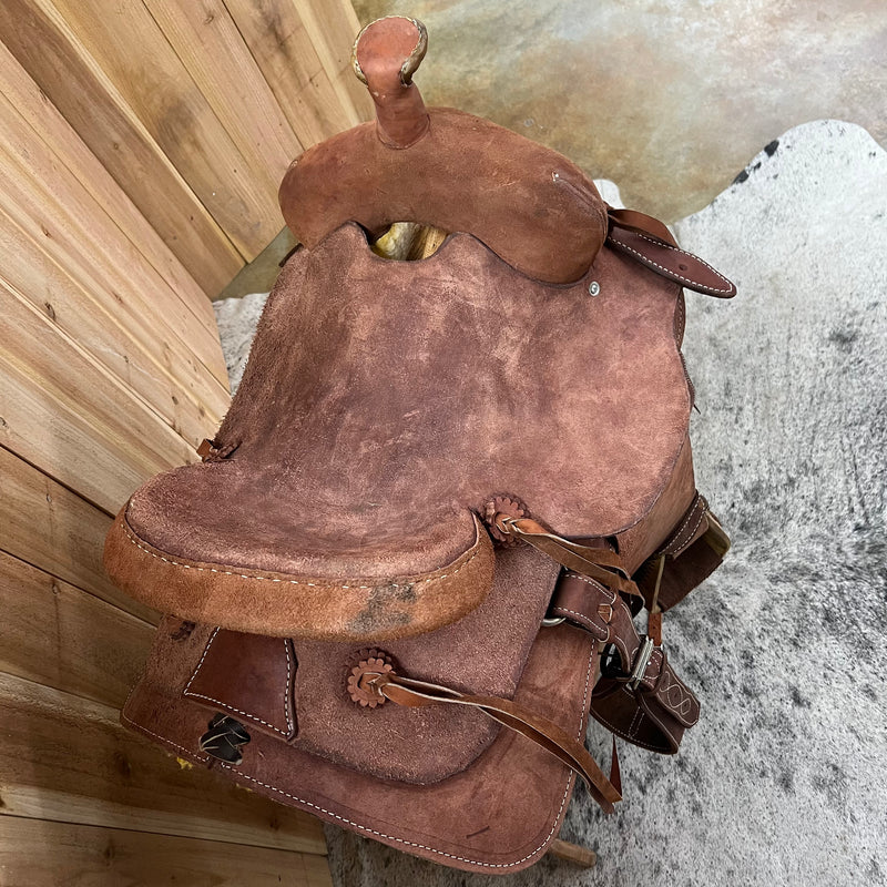 Used No Maker Ranch Roper Saddle, 15" Seat