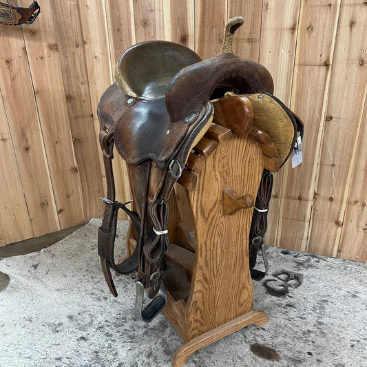 Used R Bar B Barrel Saddle, 15" Seat