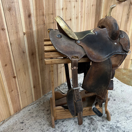 Used R Bar B Barrel Saddle, 15" Seat