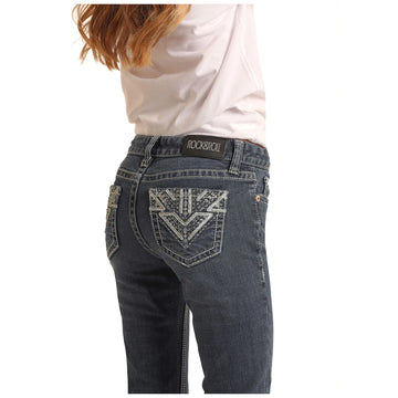 Rock & Roll Girl's Boot Cut Med Wash Jeans