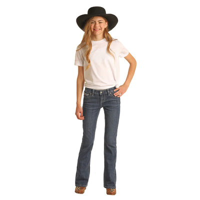 Rock & Roll Girl's Boot Cut Med Wash Jeans