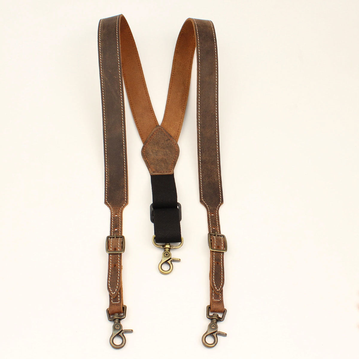 Nocona Men's Gallus USA Heavy Stitch Medium Brown Suspenders