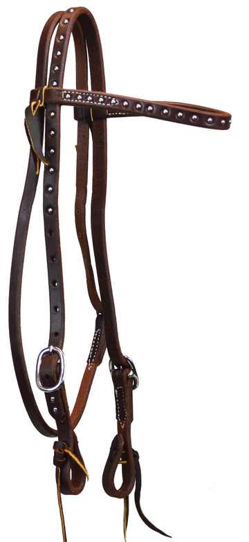 5/8" Dotted Dark Oil Leather Browband Headstall