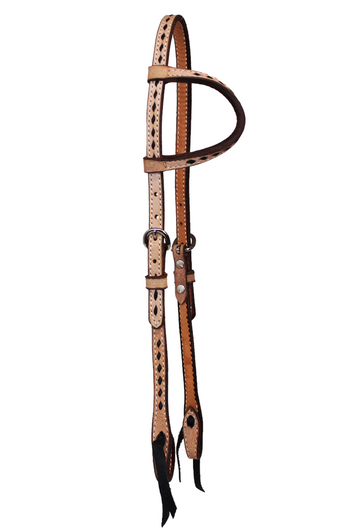Cowboy Buck Stitch and Roughout Slip Ear Headstall