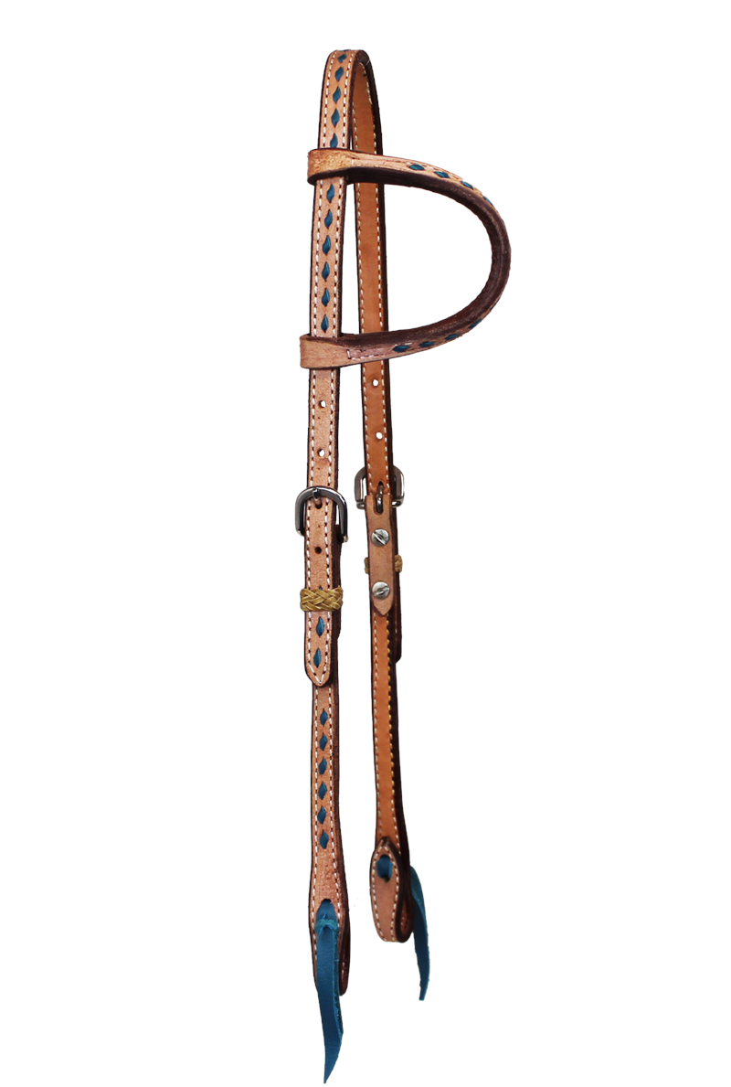 Cowboy Buck Stitch and Roughout Slip Ear Headstall