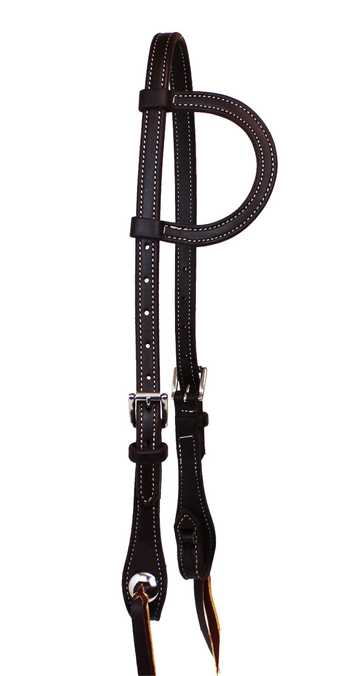 3/4" Slip Ear Headstall w/Roller Buckle and Concho