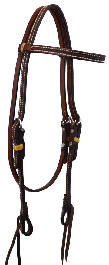 Dark Oil Leather Basketweave Browband Headstall