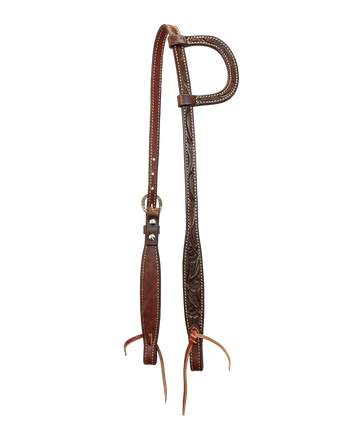Scott Thomas One Ear Chocolate Leather Floral Tooled Headstall