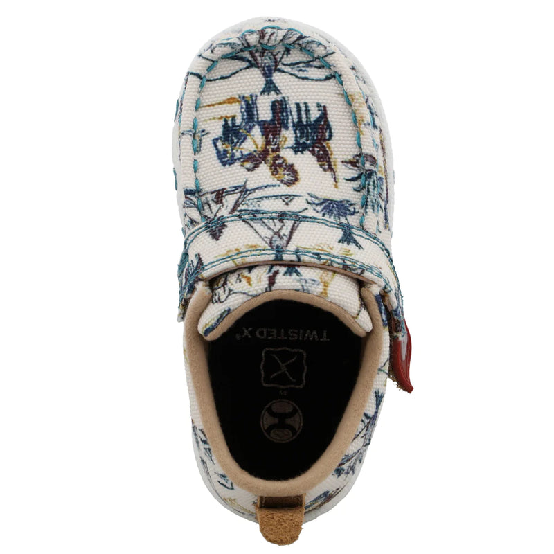 Twisted X Infant Hooey Ivory & Turquoise Driving Moc