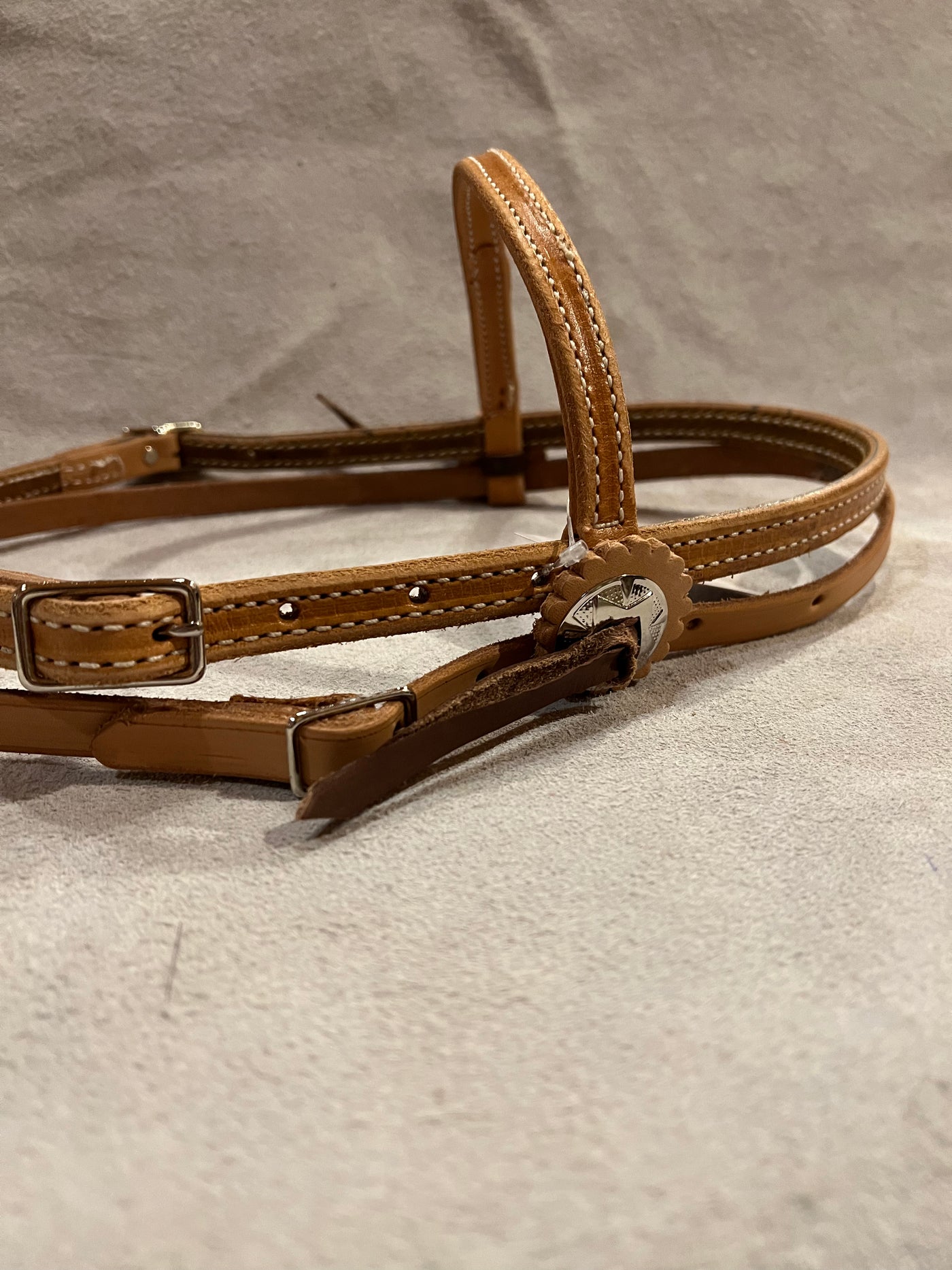 Headstall, 5/8 Stitched, Natural Leather