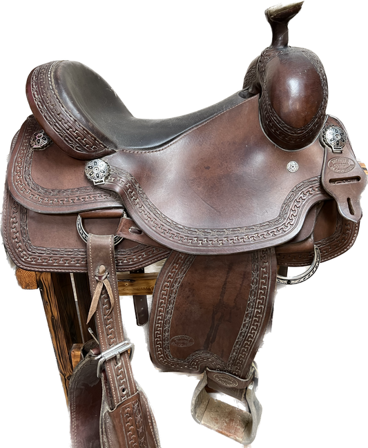 Used Len Brown Roper Saddle, 15"