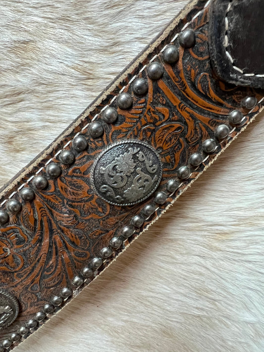 Used Floral Print Breastcollar With Floral Conchos and Spots