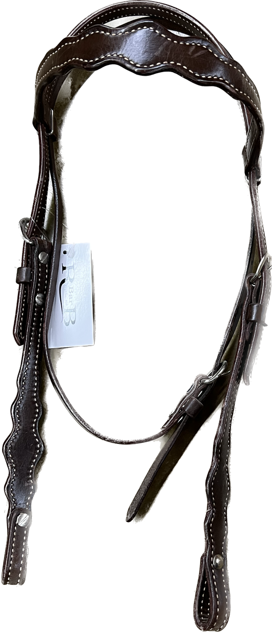 Shaped Browband and Side Cheek Headstall Dark Brown