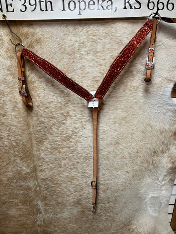 Triple "W" Breastcollar Red Sparkle Overlay