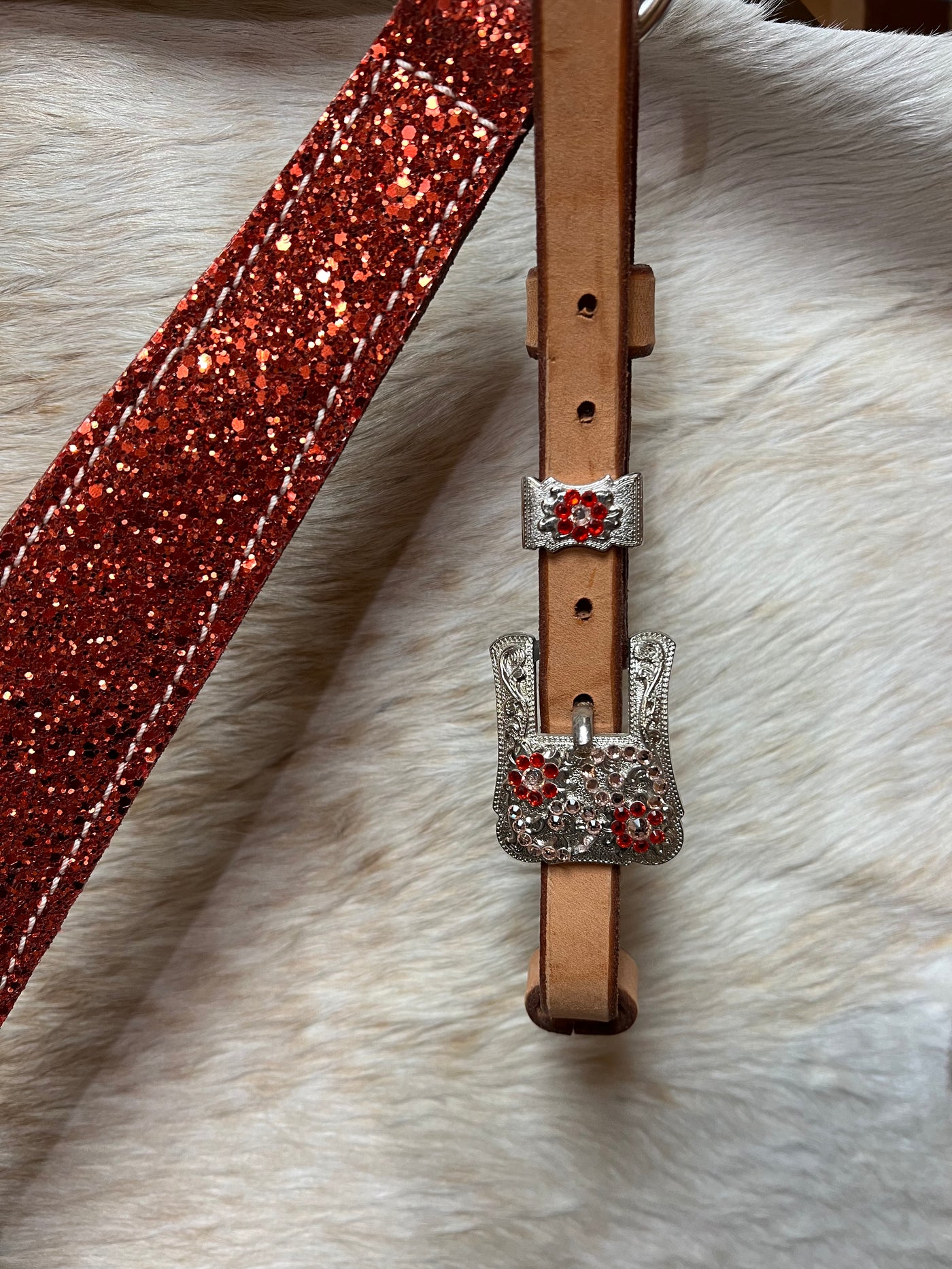 Triple "W" Breastcollar Red Sparkle Overlay