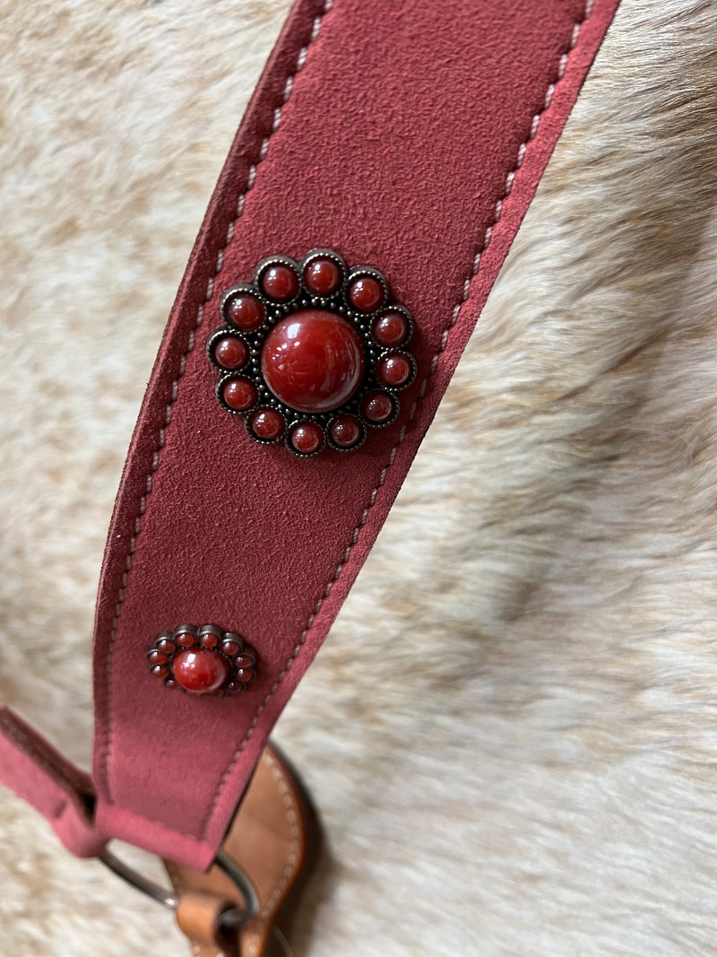 Triple "W" Breastcollar Pink Suede with Pink Conchos