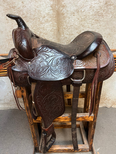 Used Saddle floral tooled 15" Seat