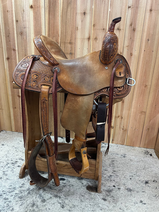 Used R Bar B Barrel Saddle, 14.5" Seat