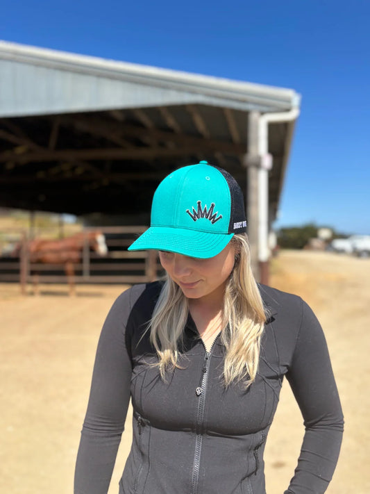 Best Ever Turquoise Trucker Ball Cap w/Black Crown