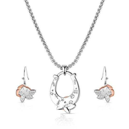 Montana Silversmiths Ride for the Roses Jewelry Set